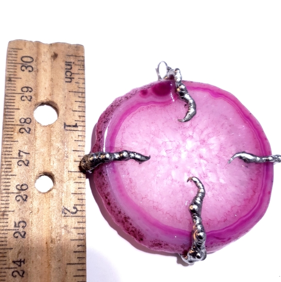 Pink tentacle agate crystal necklace handmade - Picture 12 of 16